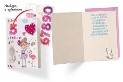 Opakowanie Karnet B6 DK-671 Urodziny (wym. cyfry) damskie