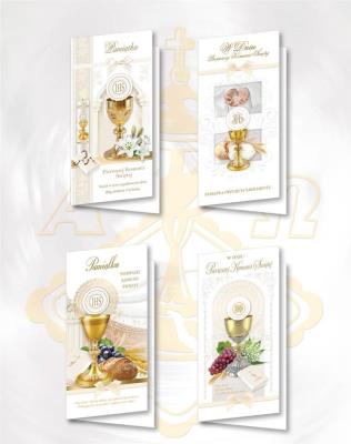 Opakowanie Karnet DL De Lux. Złocony Komunia MIX (10szt.)