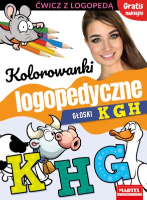Okładka książki Kolorowanki logopedyczne z naklejkami. Głoski K G H