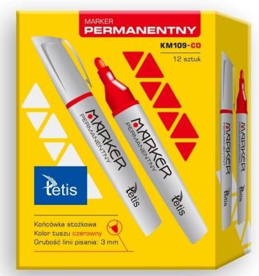 Opakowanie Marker permanentny czerwony KM109-CO (12szt)