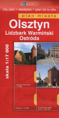 Olsztyn. Lidzbark Warmiński. Ostróda. Plan miasta 1:18 000. Autor: Opracowanie zbiorowe. SmakLiter.pl Okładka książki Olsztyn. Lidzbark Warmiński. Ostróda. Plan miasta 1:18 000