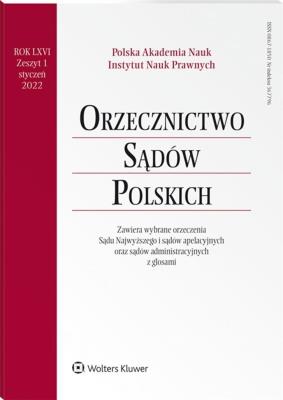 Okładka książki Orzecznictwo Sądów Polskich 1/2022