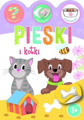 Pieski i kotki. Zgadywanki, wyklejanki... Autor: Ewa Gorzkowska-Parnas. SmakLiter.pl Okładka książki Pieski i kotki. Zgadywanki, wyklejanki..