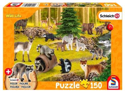 Puzzle 150 Zwierzęta w lesie + figurka Schleich G3. Wydawca: Schmidt. SmakLiter.pl Opakowanie Puzzle 150 Zwierzęta w lesie + figurka Schleich G3