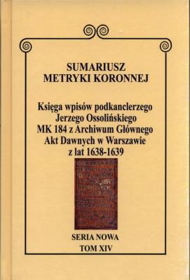 Opakowanie Sumariusz Metryki Koronnej Seria nowa Księga wpisów MK 184