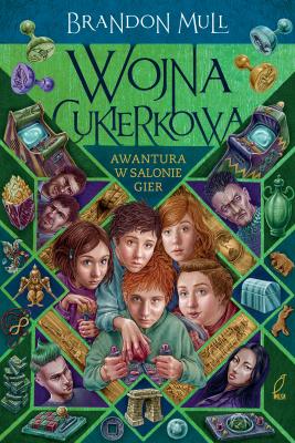 Wojna cukierkowa Tom 2 Awantura w salonie gier. Autor: Brandon Mull. SmakLiter.pl Okładka książki Wojna cukierkowa Tom 2 Awantura w salonie gier