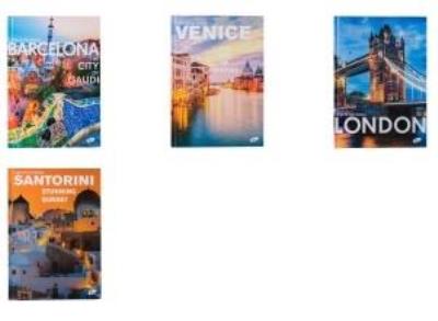 Zeszyt A4/96K kratka CITIES BY DAY MIX. Wydawca: Melisa Bel. SmakLiter.pl Opakowanie Zeszyt A4/96K kratka CITIES BY DAY MIX