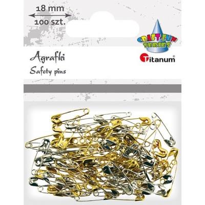 Opakowanie Agrafki metalowe 5x18mm 100szt złote srebrne