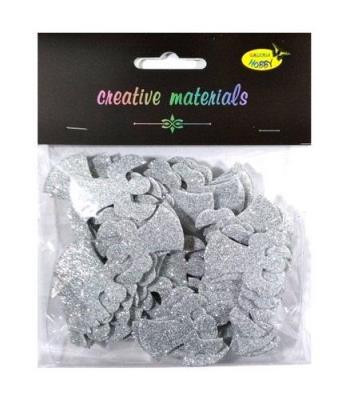 Opakowanie Anioły z pianki brokatowej srebrne ok 50szt