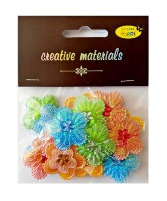 Opakowanie Aplikacje materiał. kwiatki z kryształ 3,2cm 20szt