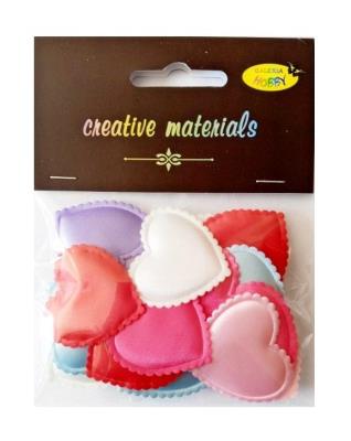 Opakowanie Aplikacje materiałowe serca 3,5cm 18 szt MIX