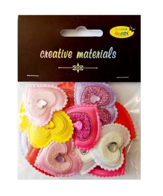 Opakowanie Aplikacje materiałowe serca z kryształ 3,5cm 18szt