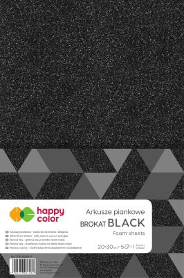 Opakowanie Arkusze piankowe brokat A4 black 5szt. HAPPY COLOR