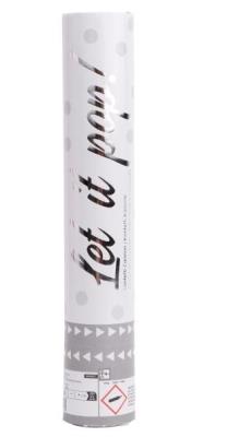 Opakowanie Armatka konfetti białe papier okrągły 28cm