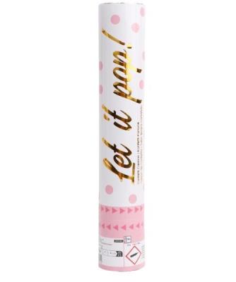 Opakowanie Armatka konfetti różowa papier okrągły 28cm