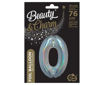 Opakowanie Balon foliowy B&C cyfra 0 holograficz srebrna 76cm