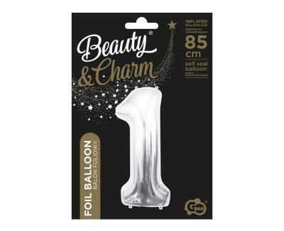Opakowanie Balon foliowy B&C cyfra 1 srebrna 85cm
