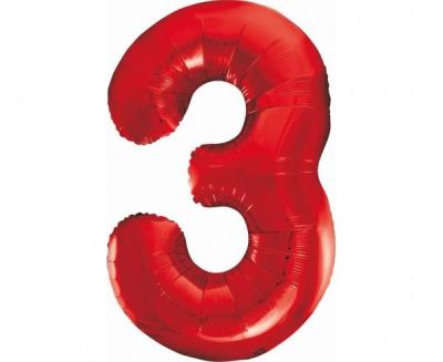 Opakowanie Balon foliowy B&C cyfra 3 czerwona 85cm
