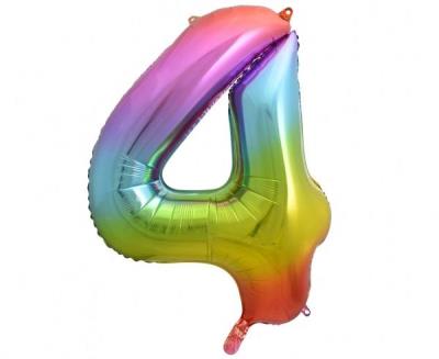 Opakowanie Balon foliowy B&C cyfra 4 tęczowa 85cm