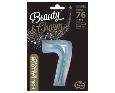 Opakowanie Balon foliowy B&C cyfra 7 holograficz srebrna 76cm