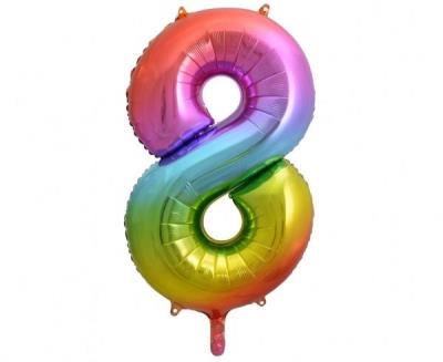 Opakowanie Balon foliowy B&C cyfra 8 tęczowa 85cm