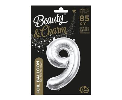 Opakowanie Balon foliowy B&C cyfra 9 srebrna 85cm
