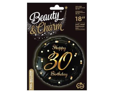 Opakowanie Balon foliowy B&C Happy 30 Birthday czarno-złoty