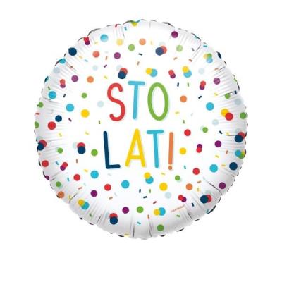 Opakowanie Balon foliowy Confetti Birthday Sto Lat 43 cm