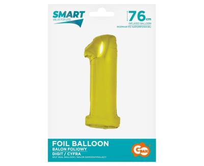 Opakowanie Balon foliowy cyfra 1 złota Smart 76cm