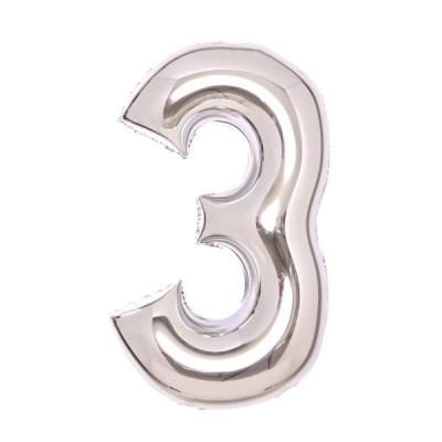 Opakowanie Balon foliowy cyfra 3 srebrna 50x66cm