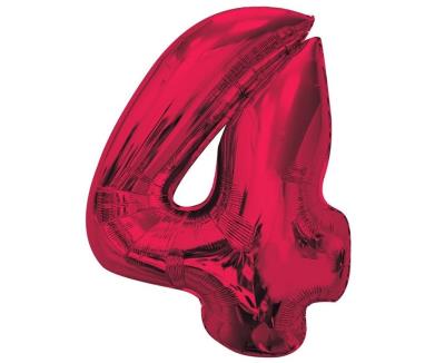 Opakowanie Balon foliowy cyfra 4 czerwona Smart 92cm