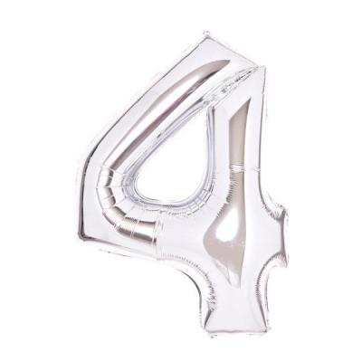 Opakowanie Balon foliowy cyfra 4 srebrna 51x66cm