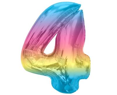 Opakowanie Balon foliowy cyfra 4 tęczowa Smart 92cm