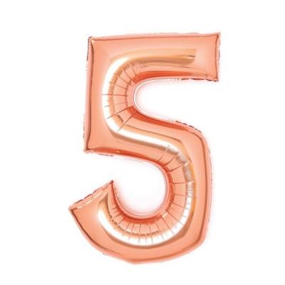 Opakowanie Balon foliowy cyfra 5 różowe złoto 52x66cm