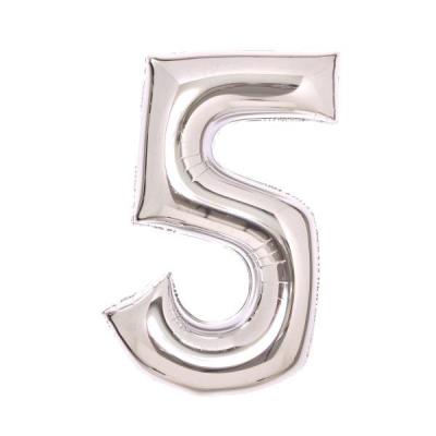 Opakowanie Balon foliowy cyfra 5 srebrna 52x66cm