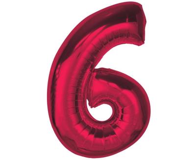 Opakowanie Balon foliowy cyfra 6 czerwona Smart 92cm
