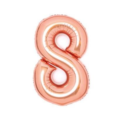 Opakowanie Balon foliowy cyfra 8 różowe złoto 49x66cm