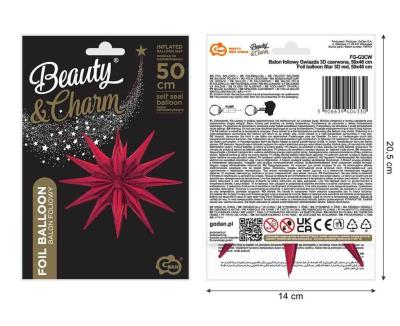 Opakowanie Balon foliowy Gwiazda 3D czerwona 50x46cm