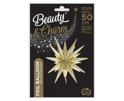Opakowanie Balon foliowy Gwiazda 3D szampańska 50x46cm