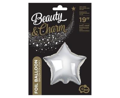 Opakowanie Balon foliowy Gwiazda Beauty&Charm srebrna 36cm