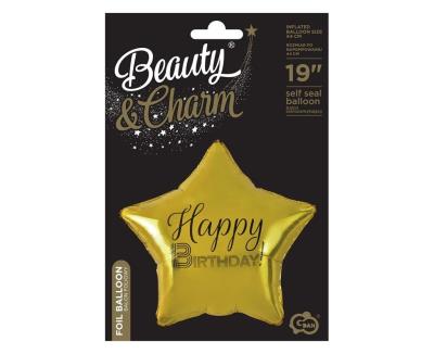 Opakowanie Balon foliowy Happy Birthday gwiazda złota