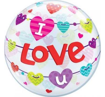 Opakowanie Balon foliowy I Love U Banner Hearts 55cm
