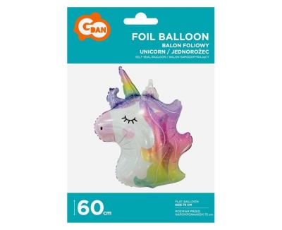 Balon foliowy jednorożec głowa błyszczący 60cm. Wydawca: GODAN. SmakLiter.pl Opakowanie Balon foliowy jednorożec głowa błyszczący 60cm