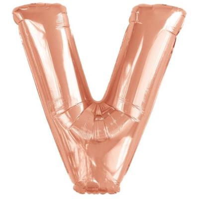 Opakowanie Balon foliowy litera V różowe złoto 78x86cm