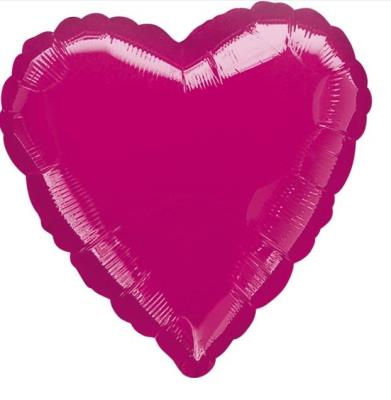 Opakowanie Balon foliowy metalik fuksja serce 43cm