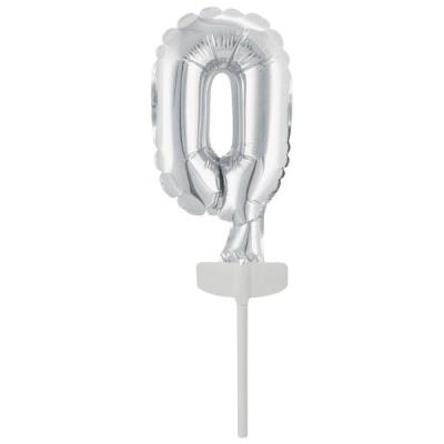 Opakowanie Balon foliowy mini cyfra 0 srebrna 7,5x12cm