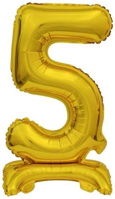 Opakowanie Balon foliowy mini cyfra 5 ze stopką złota 22x40cm