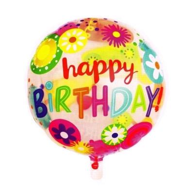 Opakowanie Balon foliowy okragły 46cm Kwiatki