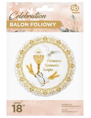 Opakowanie Balon foliowy Pierwsza Komunia Święta 45cm