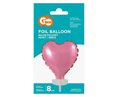 Opakowanie Balon foliowy serce na patyczku 8cm